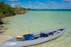 Beautiful Adventure at tranquil Bacalar lake. Riviera Maya, Mexi