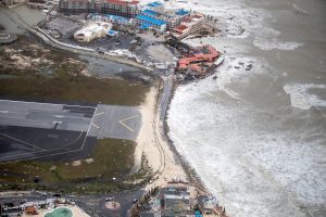 View of the aftermath of Hurricane Irma on Sint Maarten Dutch part of Saint Martin island in the Caribbean.