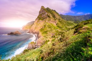 Beautiful landscape scenery of Madeira Island – View from Miradouro de Sao Cristovao in the Northern coastline, Sao Vicente area near Boaventura, Portugal