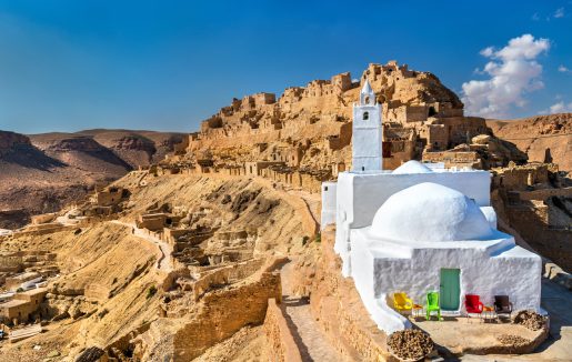 Mosque at Chenini, a a fortified Berber village in Southern Tunisia